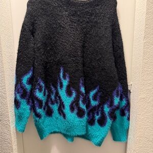 Adika black and blue flame sweater
